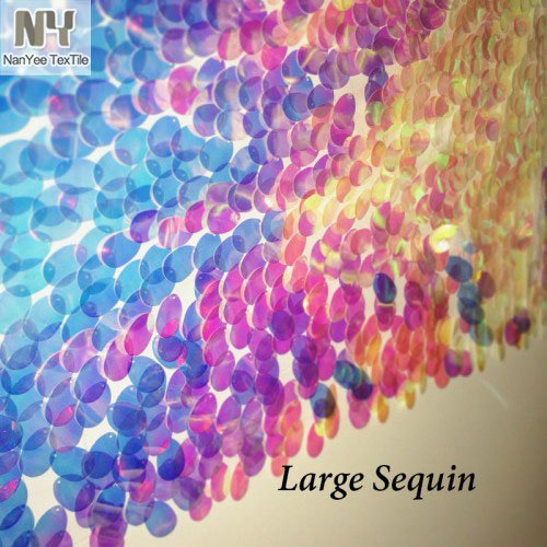 China Wholesale New Fashion Custom Big Silver Iridescent Sparkle Large Sequin Fabric