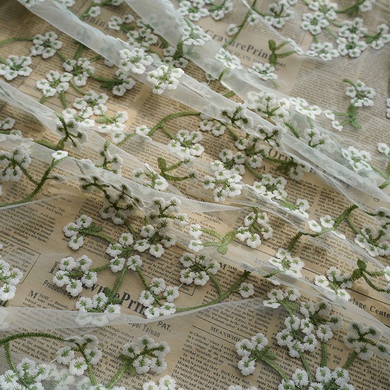 New Custom Design 100%poly Wedding Lace bridal Tulle Sheer Mesh Embroidery Floral Tulle Lace Fabric