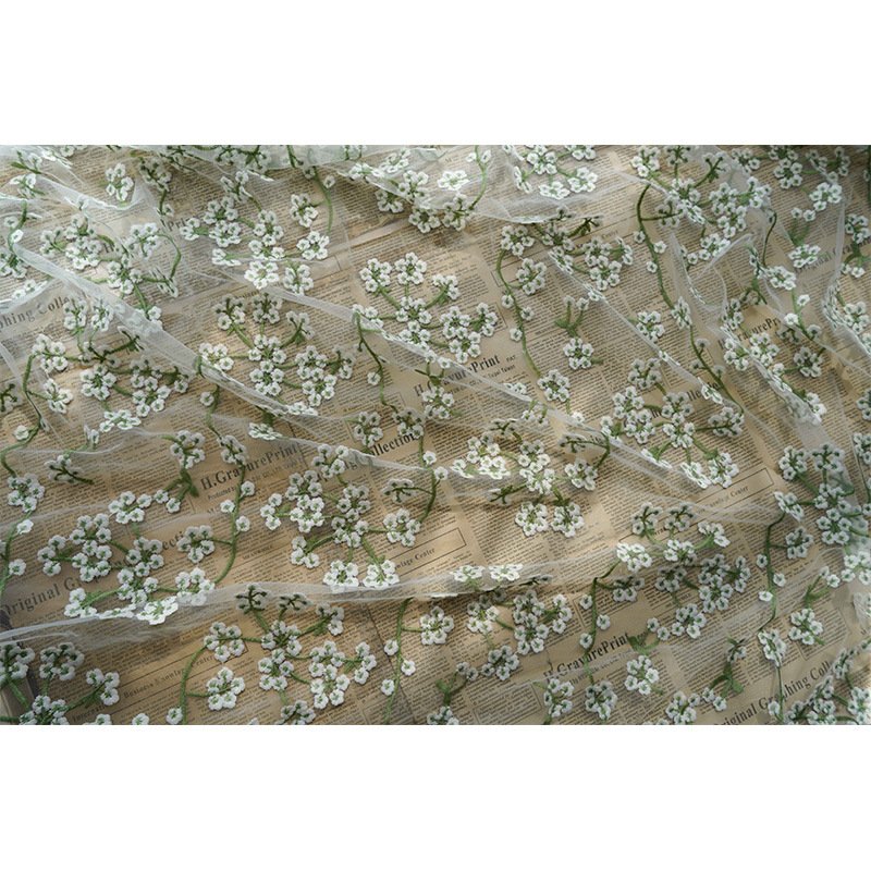 New Custom Design 100%poly Wedding Lace bridal Tulle Sheer Mesh Embroidery Floral Tulle Lace Fabric