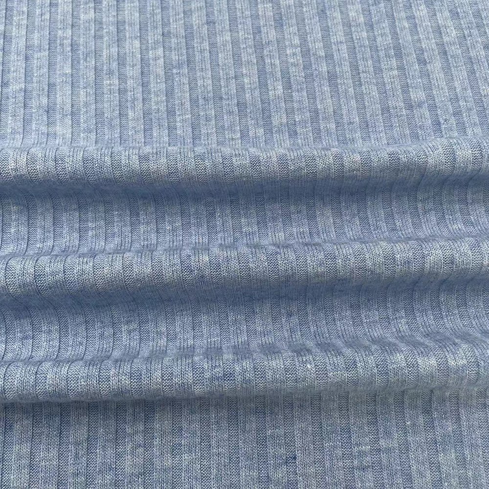 280GSM Custom Fashion Clothing Fabrics and Textiles Rayon Polyester Nylon 5*3 Rib Knit Fabric for Garment