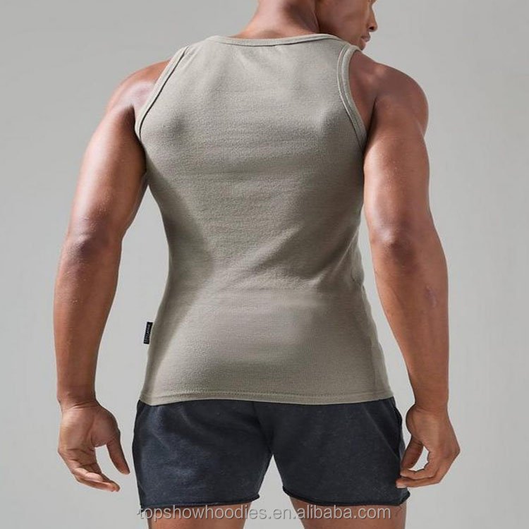 OEM custom cotton muscle stringer singlet gym ribbed tank top for men