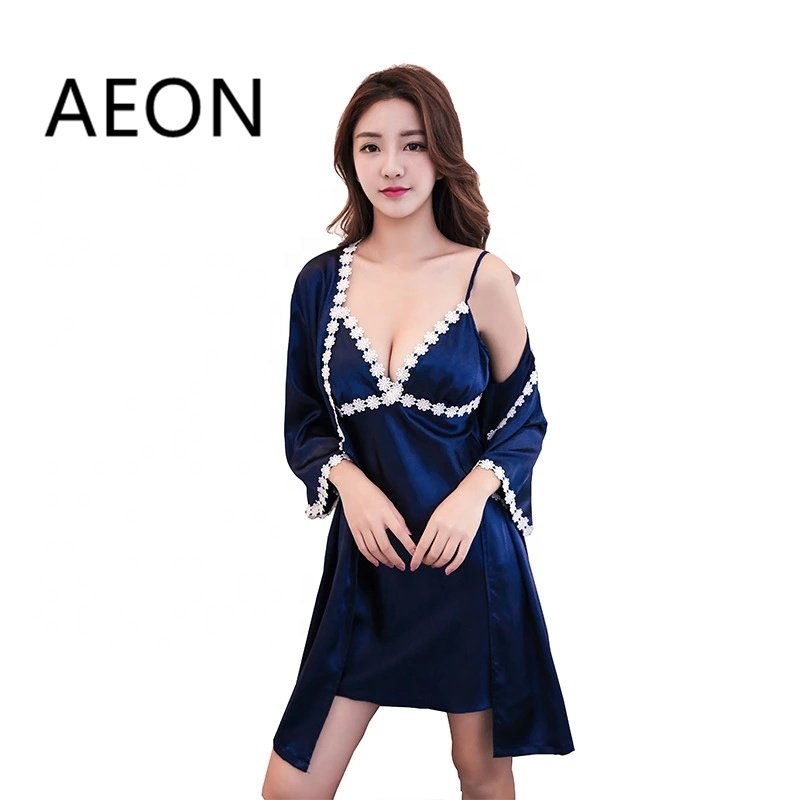 Women sexy lace lingerie fancy lace robe lingerie nighty for honeymoon