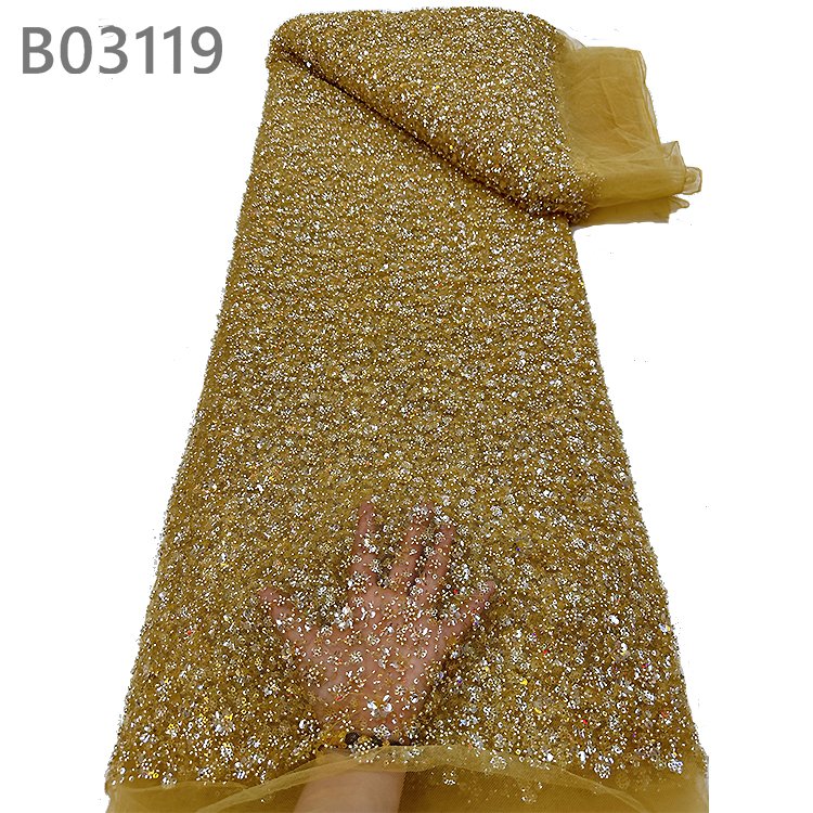 CHOCOO New products Tulle Embroidery Bridal Lace Fabric Red Embroidery Material Beads Sequins Luxury Lace Fabric