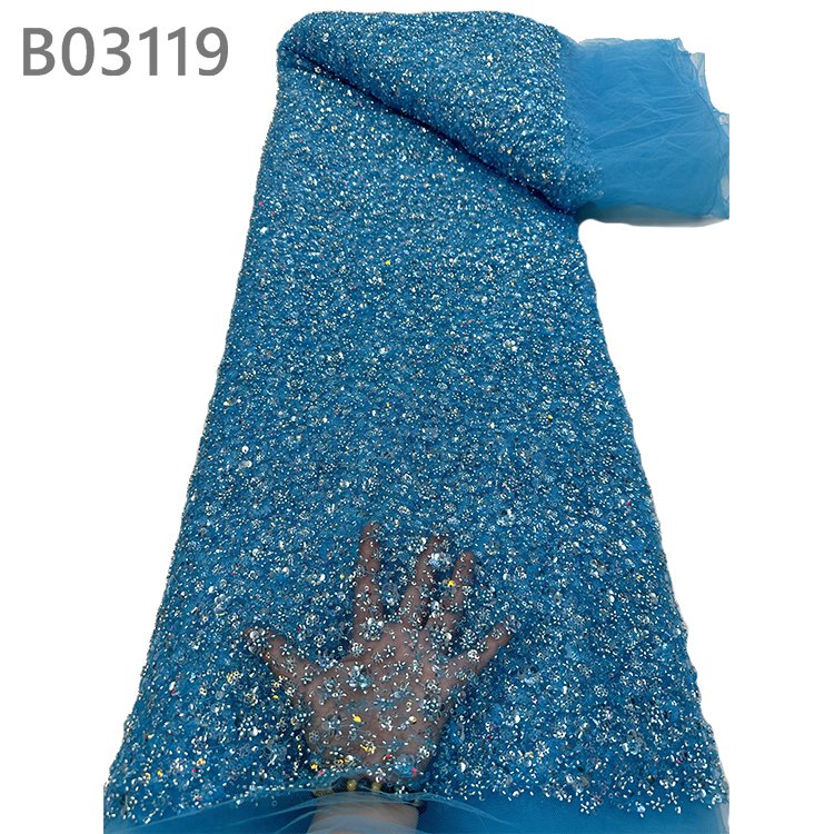 CHOCOO New products Tulle Embroidery Bridal Lace Fabric Red Embroidery Material Beads Sequins Luxury Lace Fabric