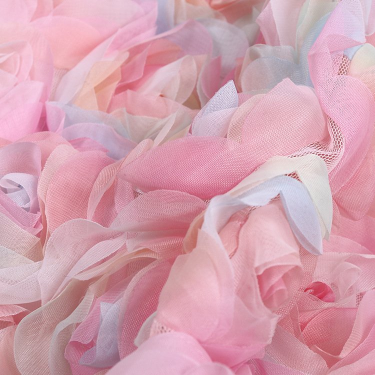 LS311 New Design Classical Colorful Rose 3d Flower Embroidery Fabric For Wedding Dress Evening Dress