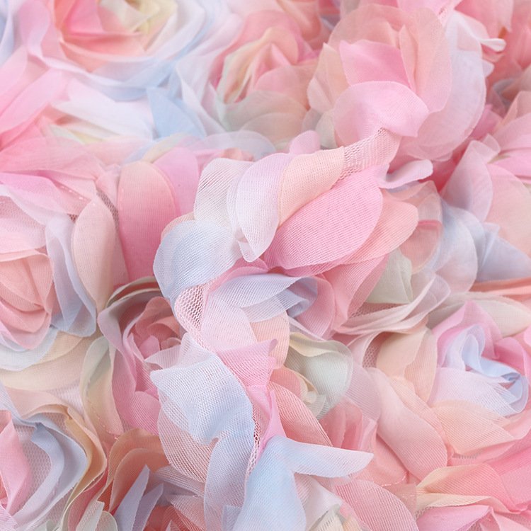 LS311 New Design Classical Colorful Rose 3d Flower Embroidery Fabric For Wedding Dress Evening Dress