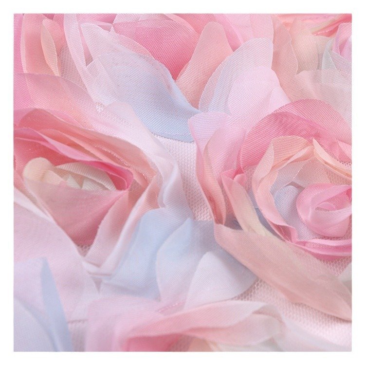LS311 New Design Classical Colorful Rose 3d Flower Embroidery Fabric For Wedding Dress Evening Dress
