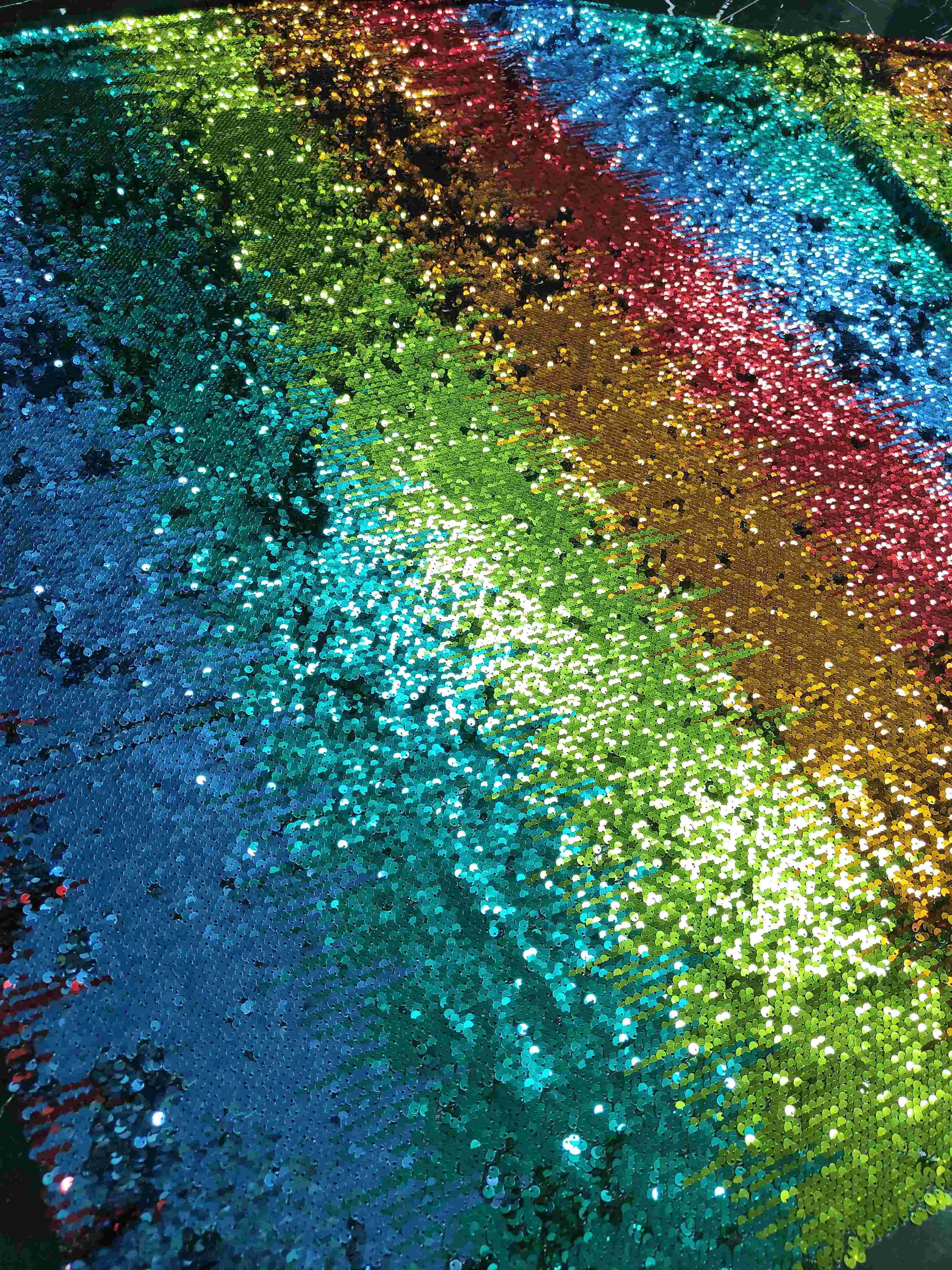 Luxury Garment Sequin Embroidery French Lace Wedding Tulle Mesh Fabric With Rainbow
