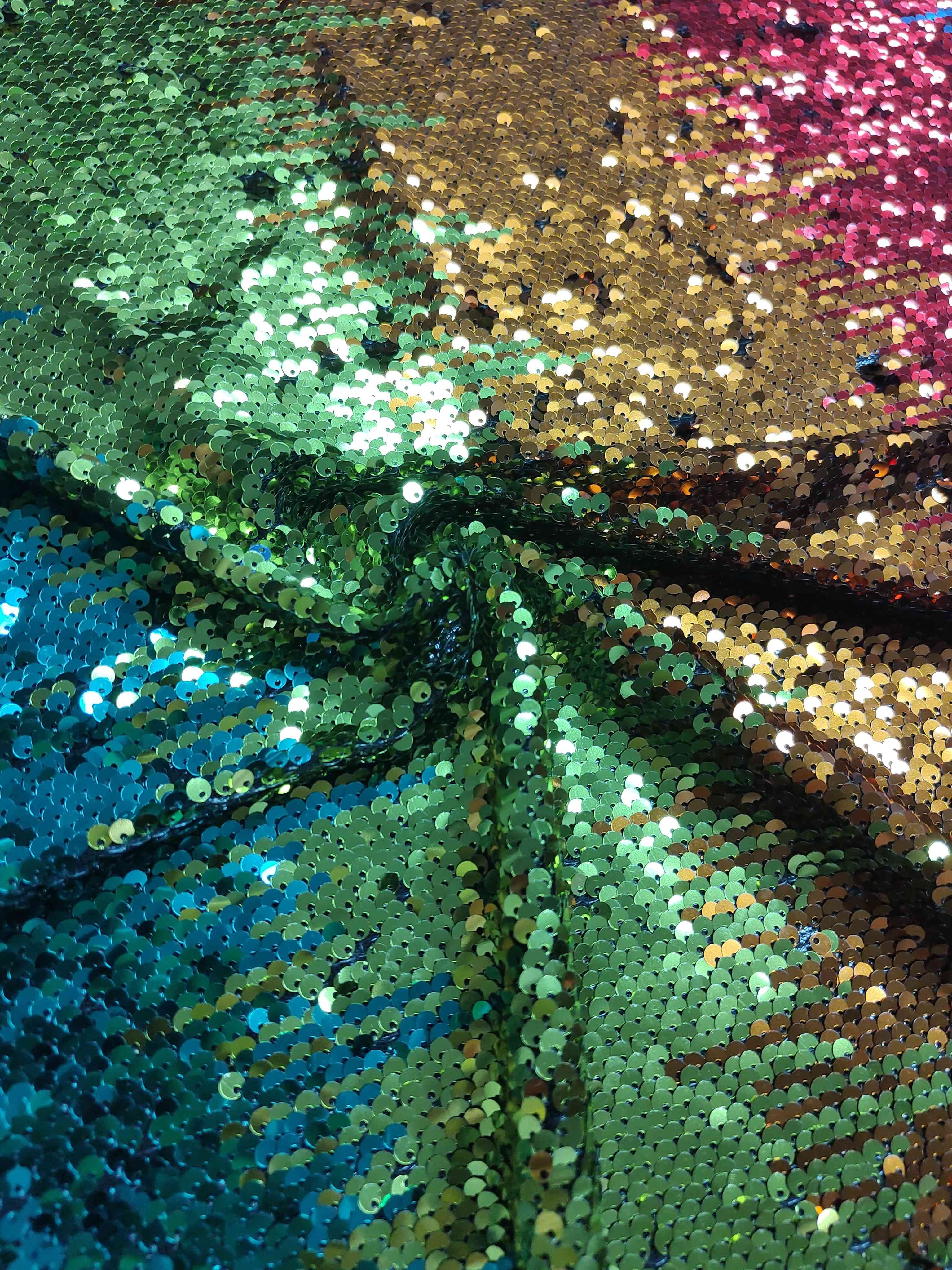 Luxury Garment Sequin Embroidery French Lace Wedding Tulle Mesh Fabric With Rainbow