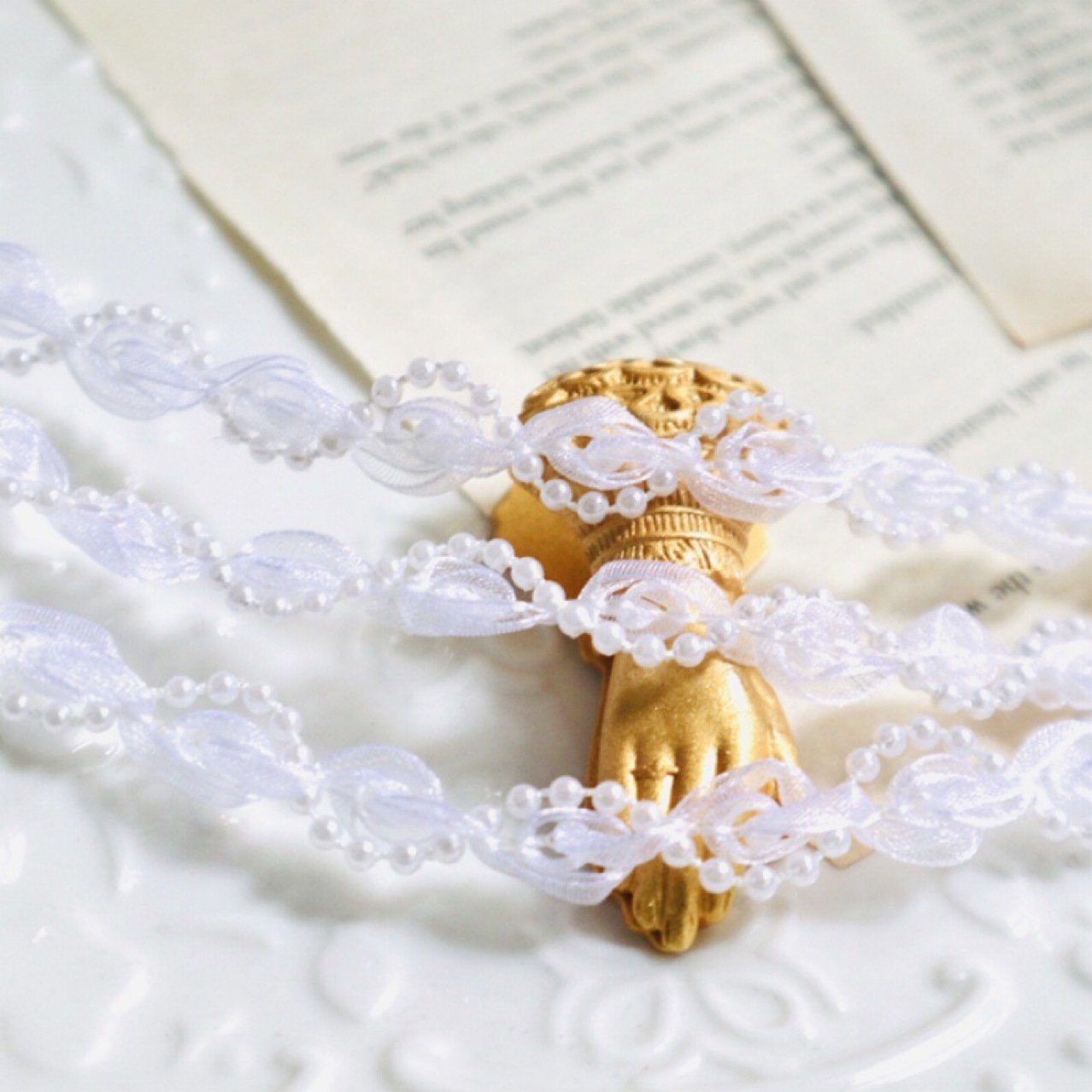 JFL024 Colorful Quality Embroidered Water Soluble Lace Trim Diy Sewing Handmade Craft Pearl Ribbon