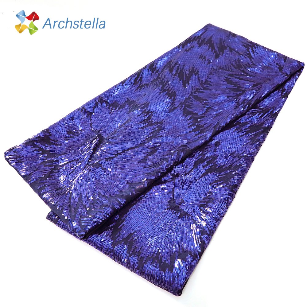 ARCHSTELLA Navy blue stretch fireworks sequins shiny evening dress fabric