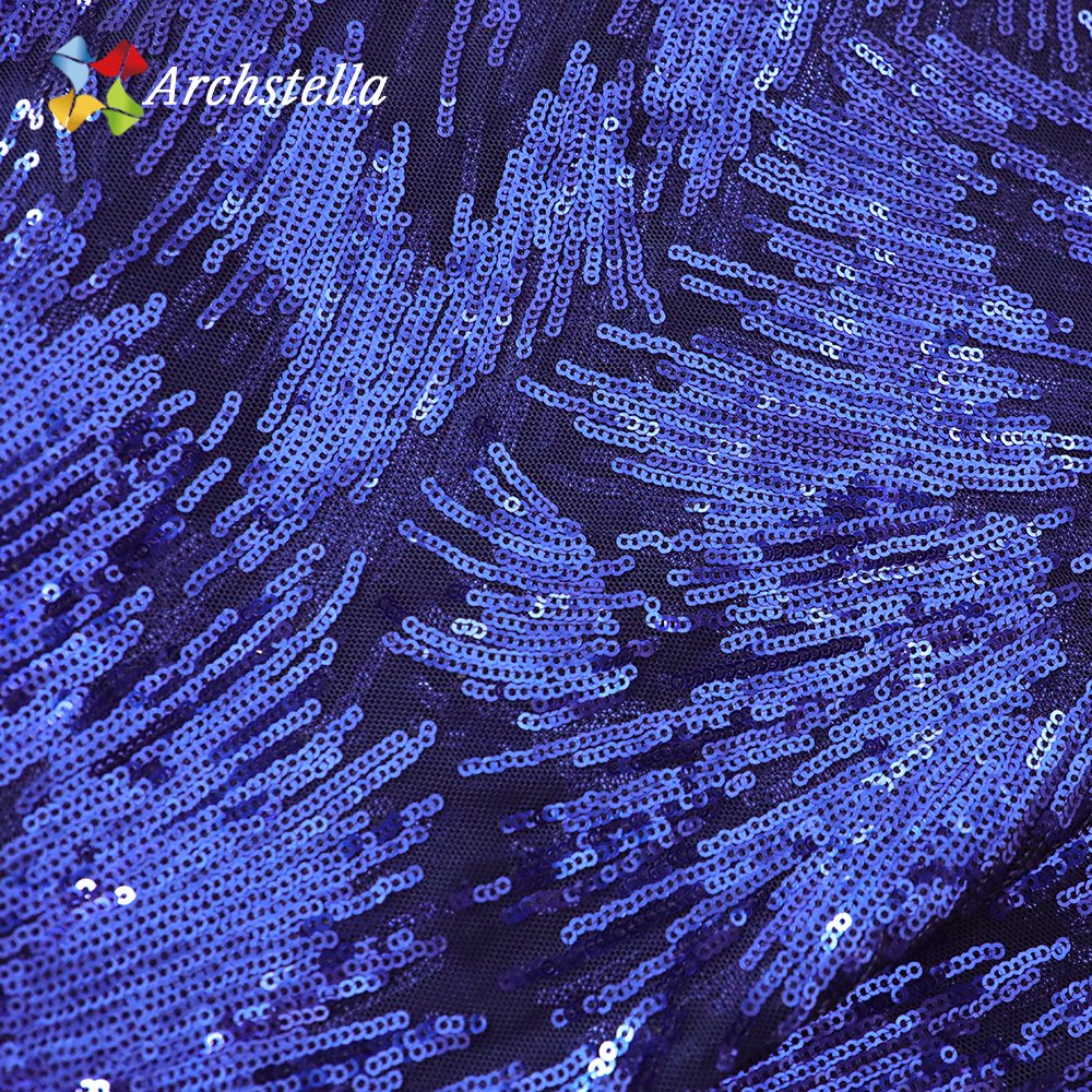 ARCHSTELLA Navy blue stretch fireworks sequins shiny evening dress fabric