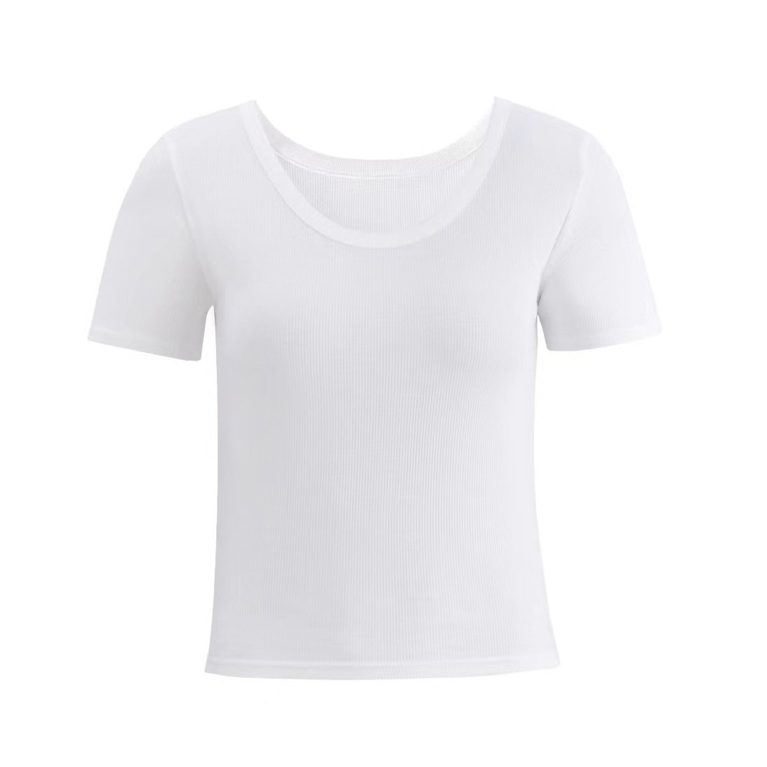 Women's Short Sleeve T Shirts Casual Summer Scoop Neck Slim Fit Rib Knit Business Work Tee Tops