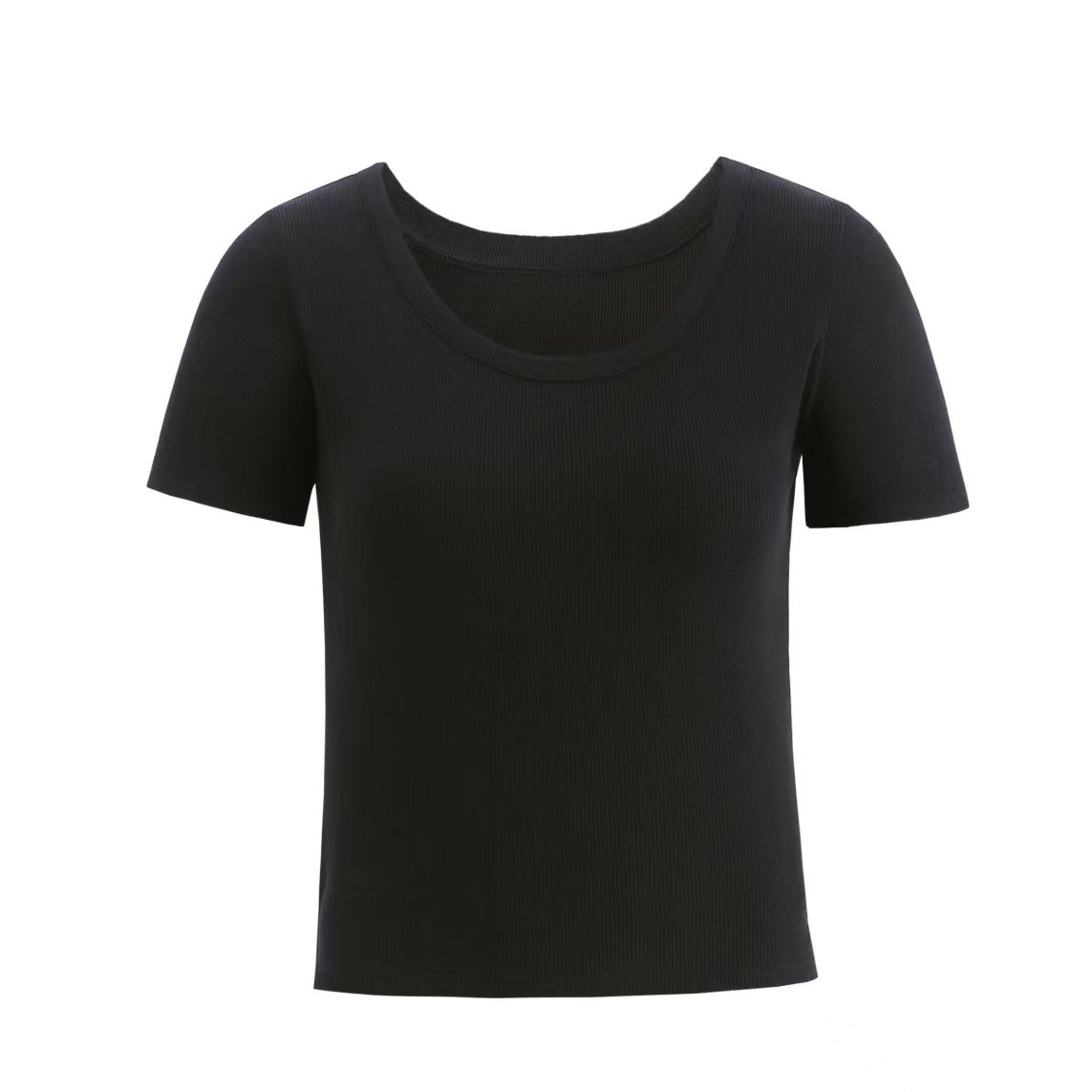 Women's Short Sleeve T Shirts Casual Summer Scoop Neck Slim Fit Rib Knit Business Work Tee Tops