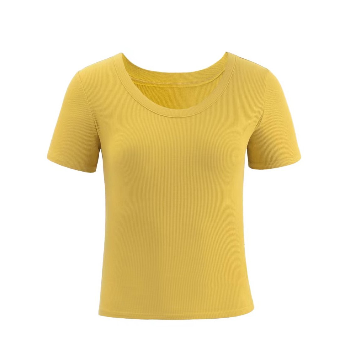 Women's Short Sleeve T Shirts Casual Summer Scoop Neck Slim Fit Rib Knit Business Work Tee Tops
