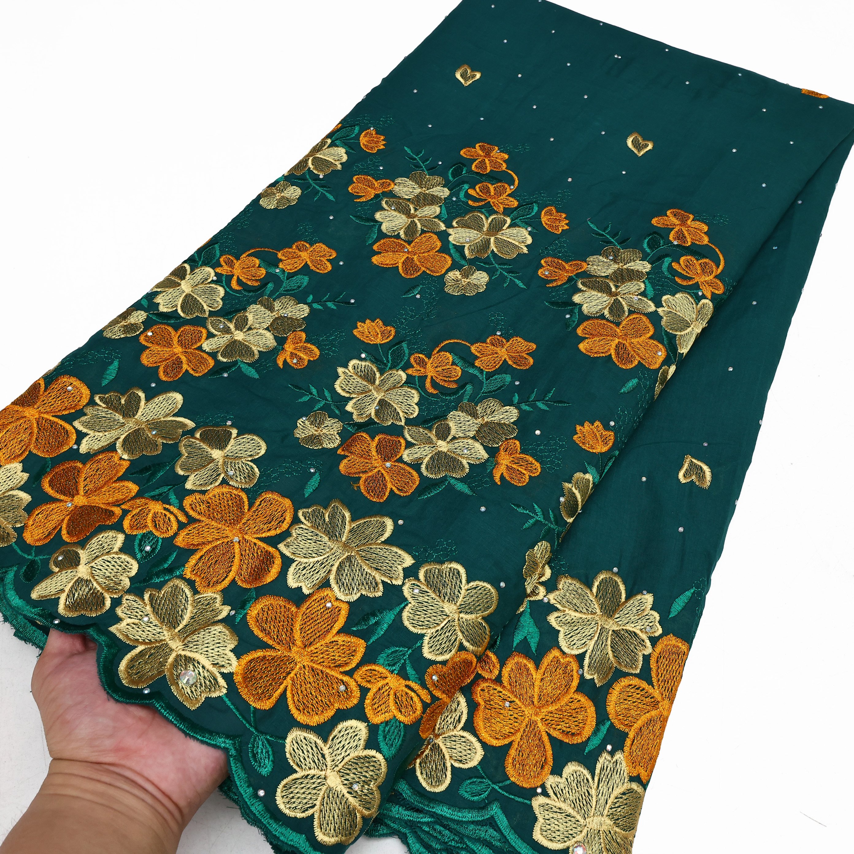 NI.AI African Swiss Voile Lace Fabric Cotton Cloths Fabrics Embroidery with Stones For Wedding Dresses