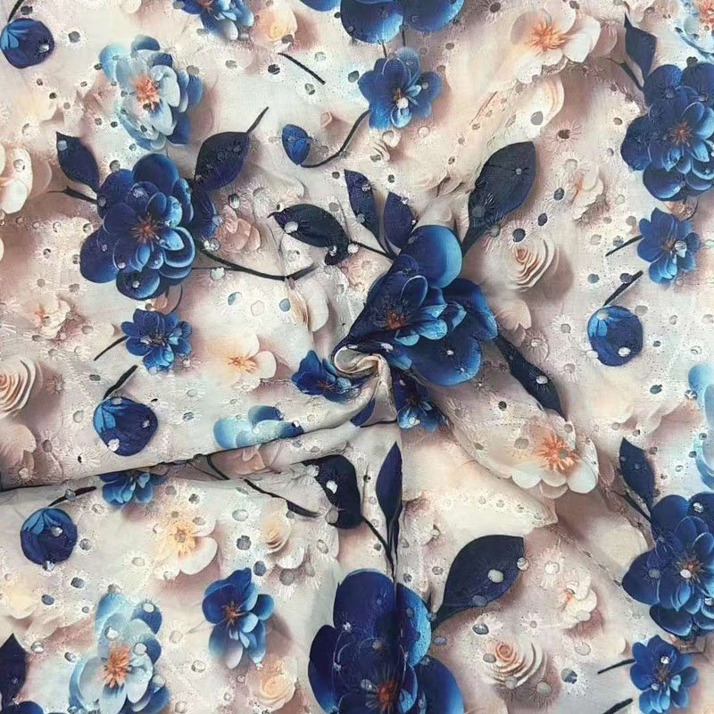 Factory Wholesale Colorful Printed Embroidery Lace Dresses Fabric for Summer Dress