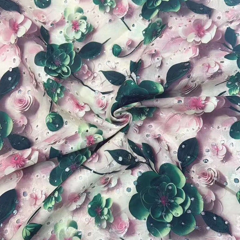 Factory Wholesale Colorful Printed Embroidery Lace Dresses Fabric for Summer Dress