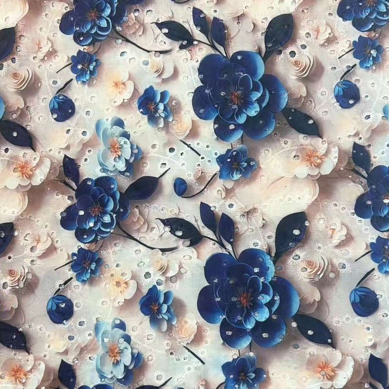 Factory Wholesale Colorful Printed Embroidery Lace Dresses Fabric for Summer Dress