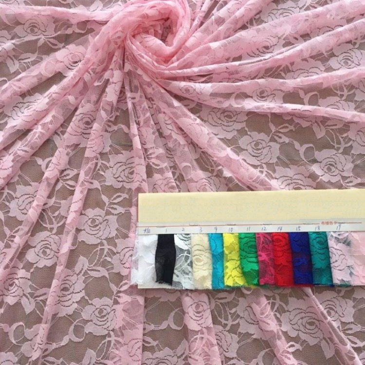 Nylon Spandex Stretch Rose Design Elastic Net White Tulle Guipure Lace Fabric for Underwear Dress