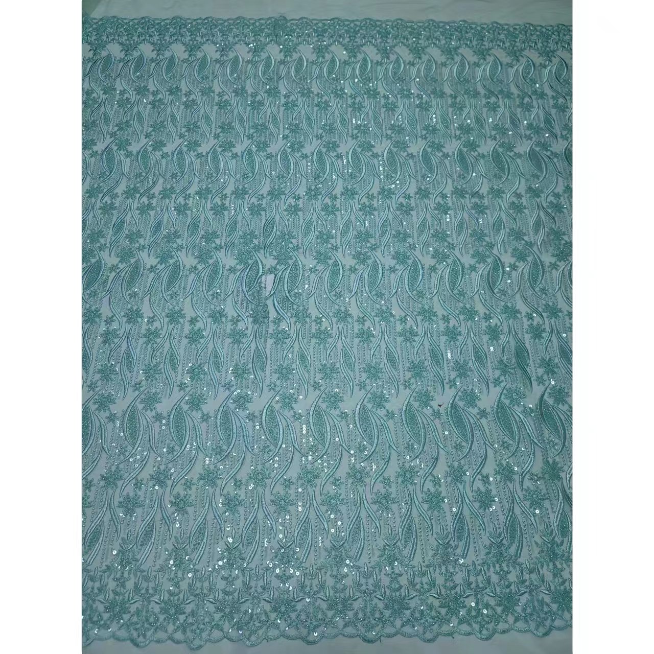 French Sequin Green Beaded Lace Fabric African Lace Fabric Embroidery Evening Dress Sequined Beaded Fabric