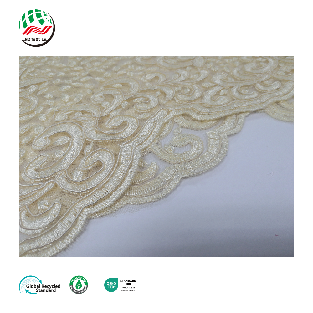 2023 Fancy Dress Textiles Floral Pattern Heavy Embroidery Polyester Mesh Lace Fabric for Female Clothing