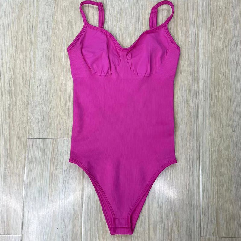 Women's Sexy Sleeveless Sports One Piece Top Slim Fit Knitted Rib Backless Sleeveless Bodysuits