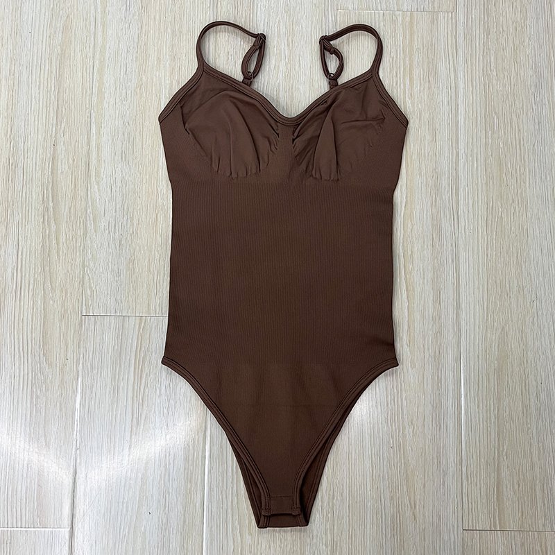 Women's Sexy Sleeveless Sports One Piece Top Slim Fit Knitted Rib Backless Sleeveless Bodysuits