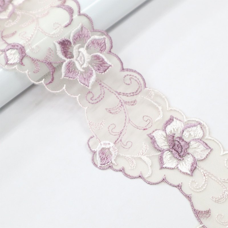 OEM pattern custom floral pattern lace embroidery Underwear accessories soft tulle fabric