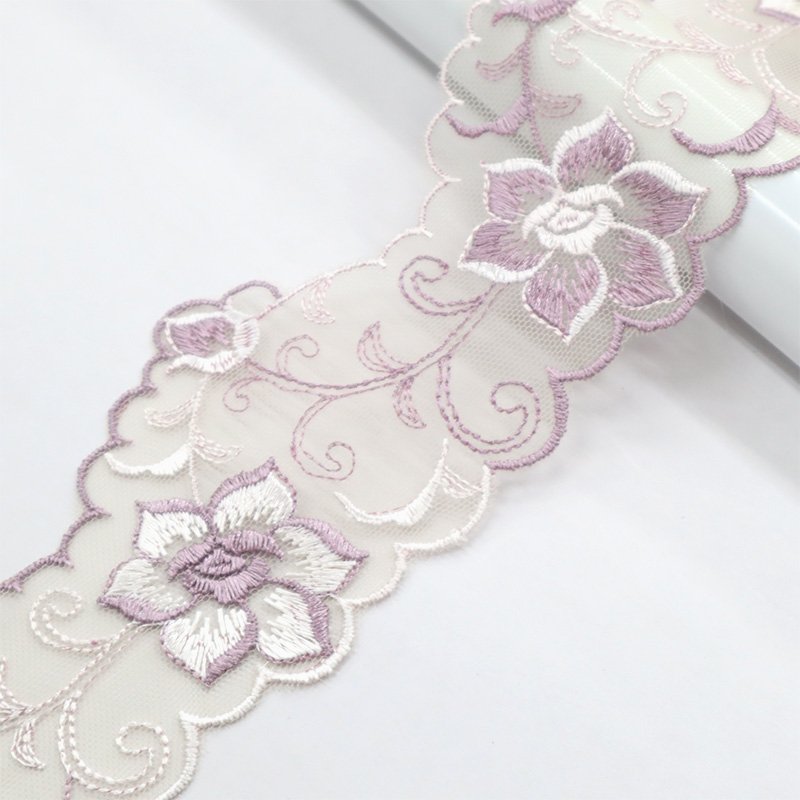 OEM pattern custom floral pattern lace embroidery Underwear accessories soft tulle fabric