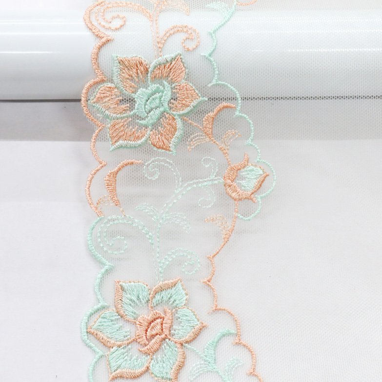OEM pattern custom floral pattern lace embroidery Underwear accessories soft tulle fabric