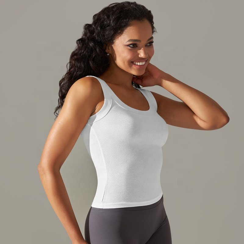 Women Summer Sleeveless Workout Cotton Yoga Shirts Lightweight Running Athletic Gym Ribbed Clothes Tanks Tops Shirts Muscle Tank
