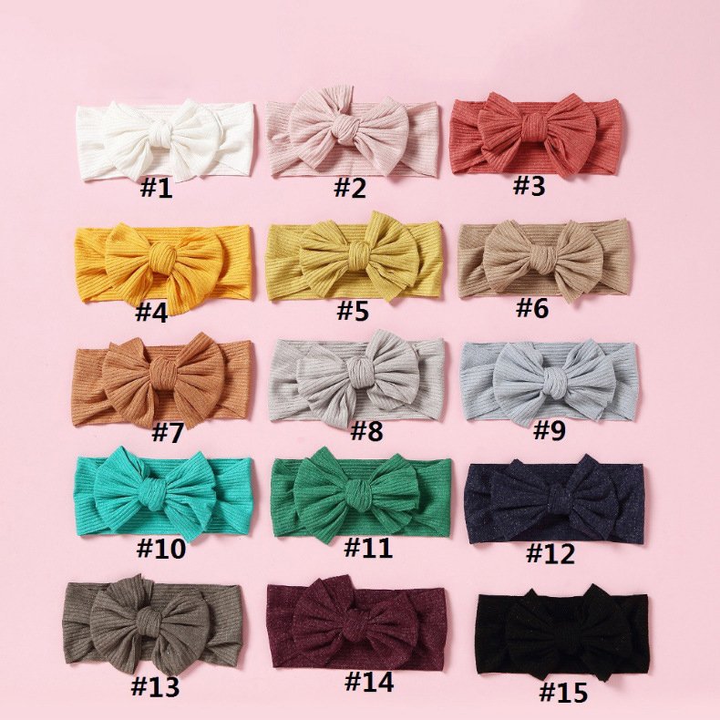 LRT New Arrival Hair Accessories Wholesale Nylon Fabric Elastic Ribbed Baby Hairband Cute Bowknot Hair band Headband For Kids