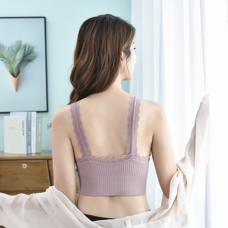 Women Sports Crop Tops Seamless Underwear Removable Padded Camisole Femme Female Tank Camis Sexy Lingerie Lace Intimates