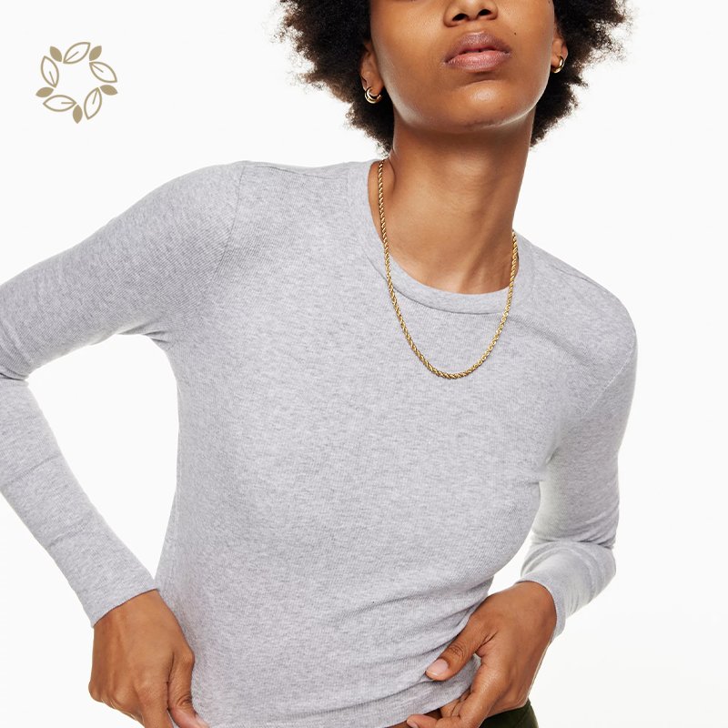 Women Ribbed Cropped Long sleeve t shirt eco friendly organic cotton rib tshirt sustainable crop top for women