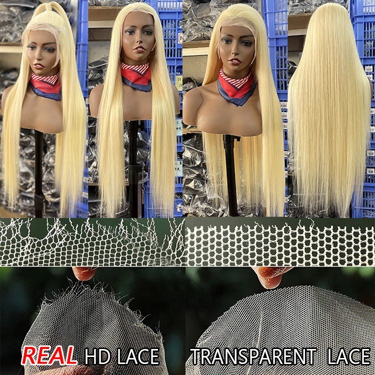 Cheap blonde short front human hair wigs for black women virgin hair transparent lace-wig-vendors 613 bob wig human hair