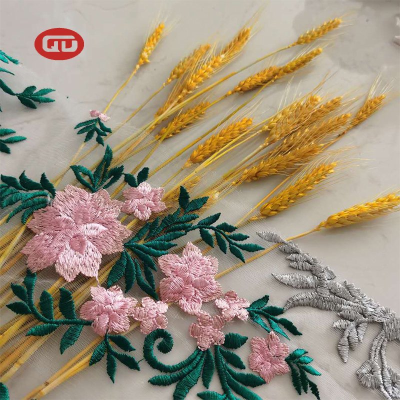 hot sale china wholesale heavy embroidery fabric competitive price flower embroidery tulle fabric for women dress