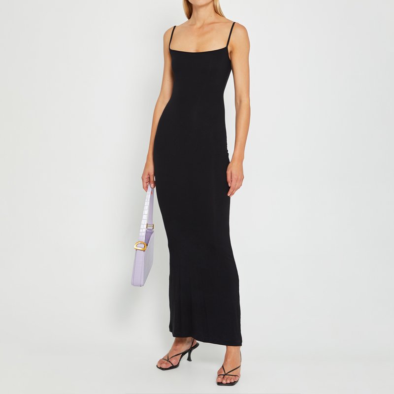 Custom Casual Lady Modal Cotton Blend Long Elegant Women Bodycon Ribbed Slip Maxi Solid Floor Length Sleeveless Dress
