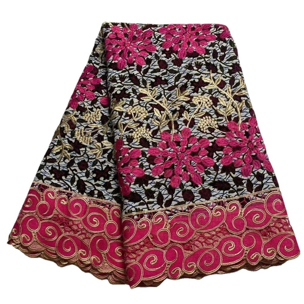 ACI African Wax Fabric Embroidery Fabric 100% Cotton Soft Quality Ankara Lace Fabric Holland Wax Real Loincloths 6 Yards/Piece