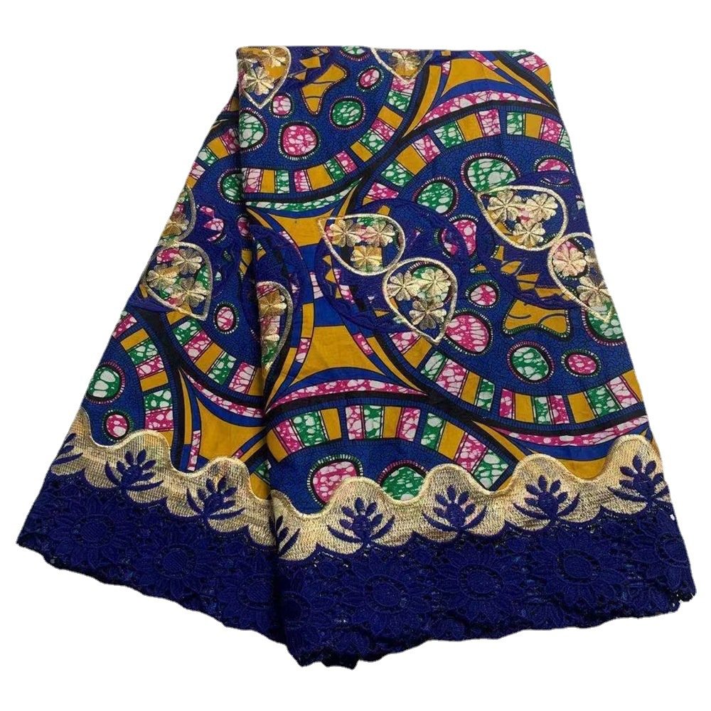 ACI African Wax Fabric Embroidery Fabric 100% Cotton Soft Quality Ankara Lace Fabric Holland Wax Real Loincloths 6 Yards/Piece