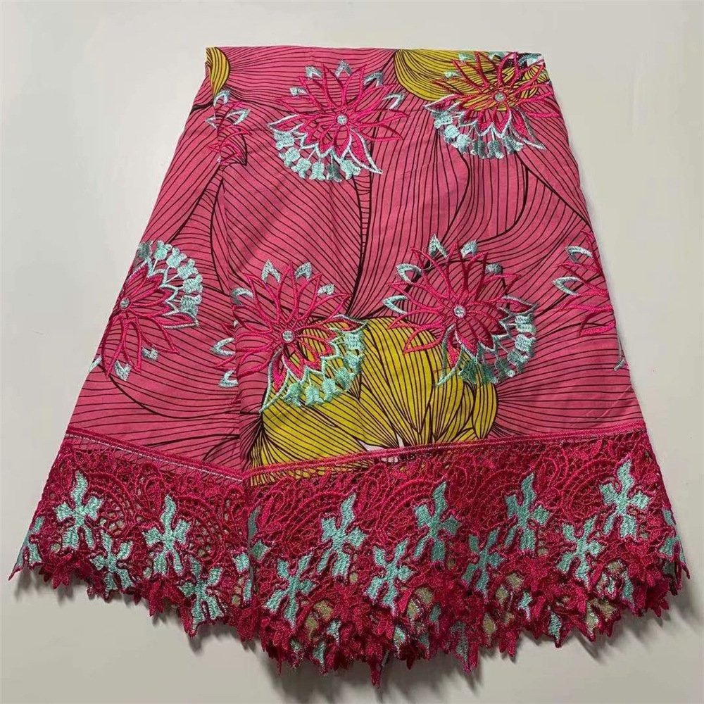 ACI African Wax Fabric Embroidery Fabric 100% Cotton Soft Quality Ankara Lace Fabric Holland Wax Real Loincloths 6 Yards/Piece