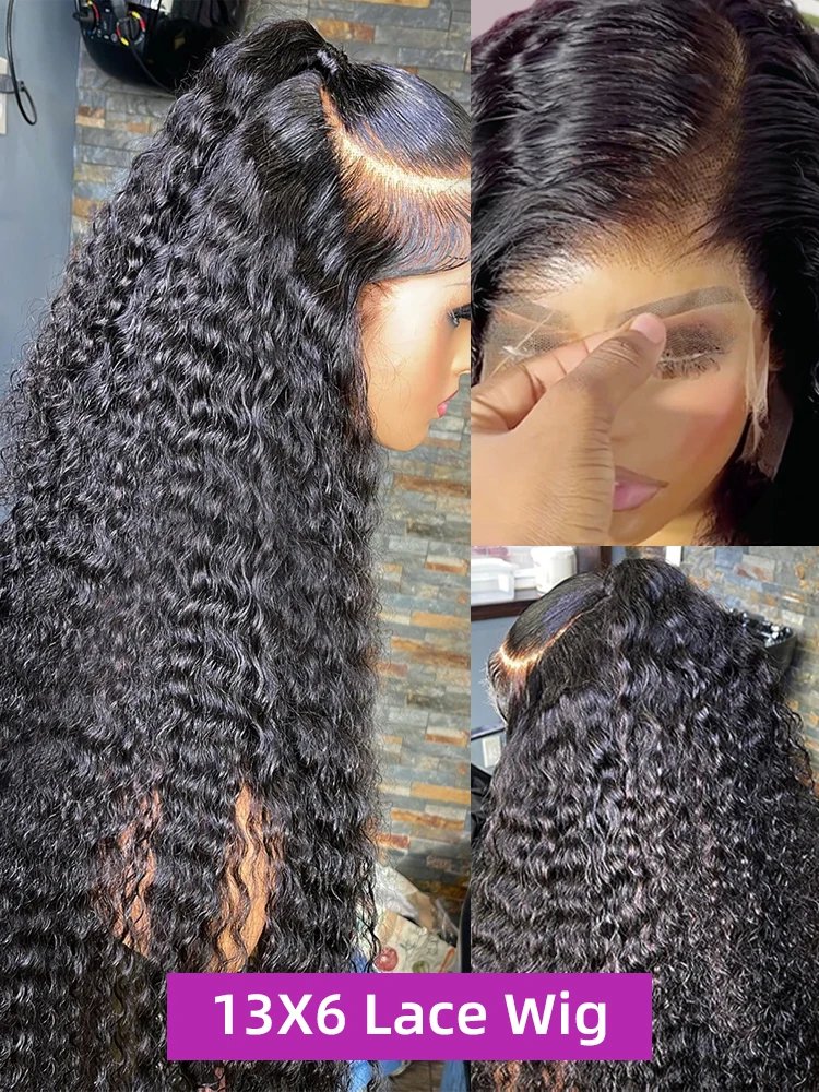 40 Inch Deep Wave Transparent 13x4 13x6 HD Lace Frontal Human Hair Wig Curly Human Hair Lace Front Wigs For black Women