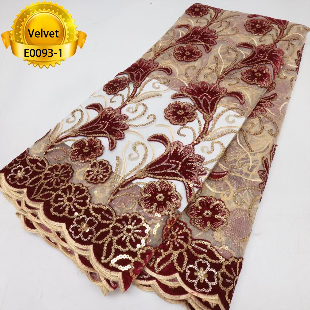 Factory direct supply dress fabrics embroidery 100% polyester sequin lace 2023 fashion sequin velvet fabric