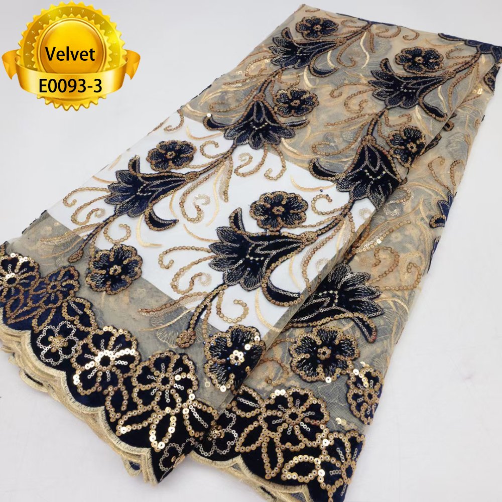 Factory direct supply dress fabrics embroidery 100% polyester sequin lace 2023 fashion sequin velvet fabric