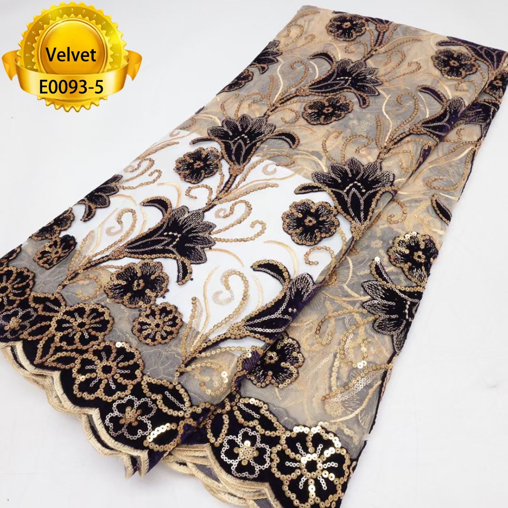 Factory direct supply dress fabrics embroidery 100% polyester sequin lace 2023 fashion sequin velvet fabric