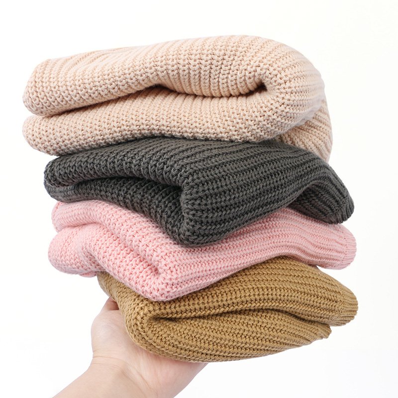 Winter RTS Solid Color Pullover Knitted 100% Cotton Sweaters Baby Oversized Sweaters