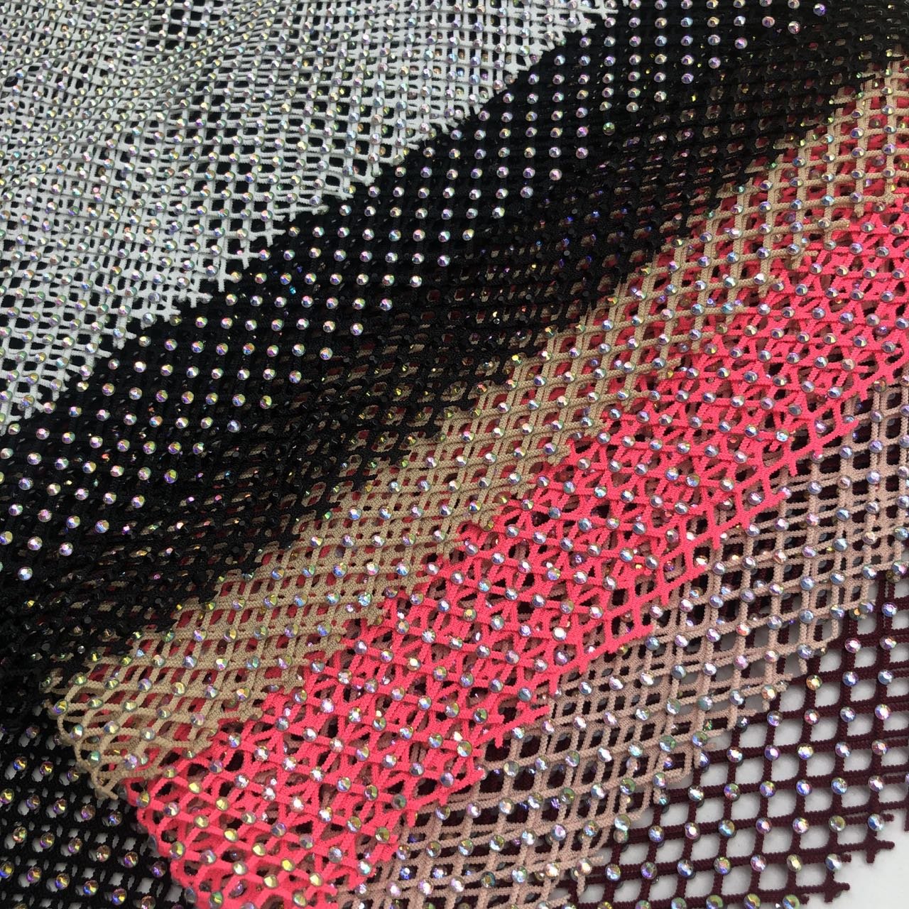 American 3d fishing net Shiny Crystal Rhinestone Net Mesh Stretch fabric Diamond Material for Dress Top Bag Shoe