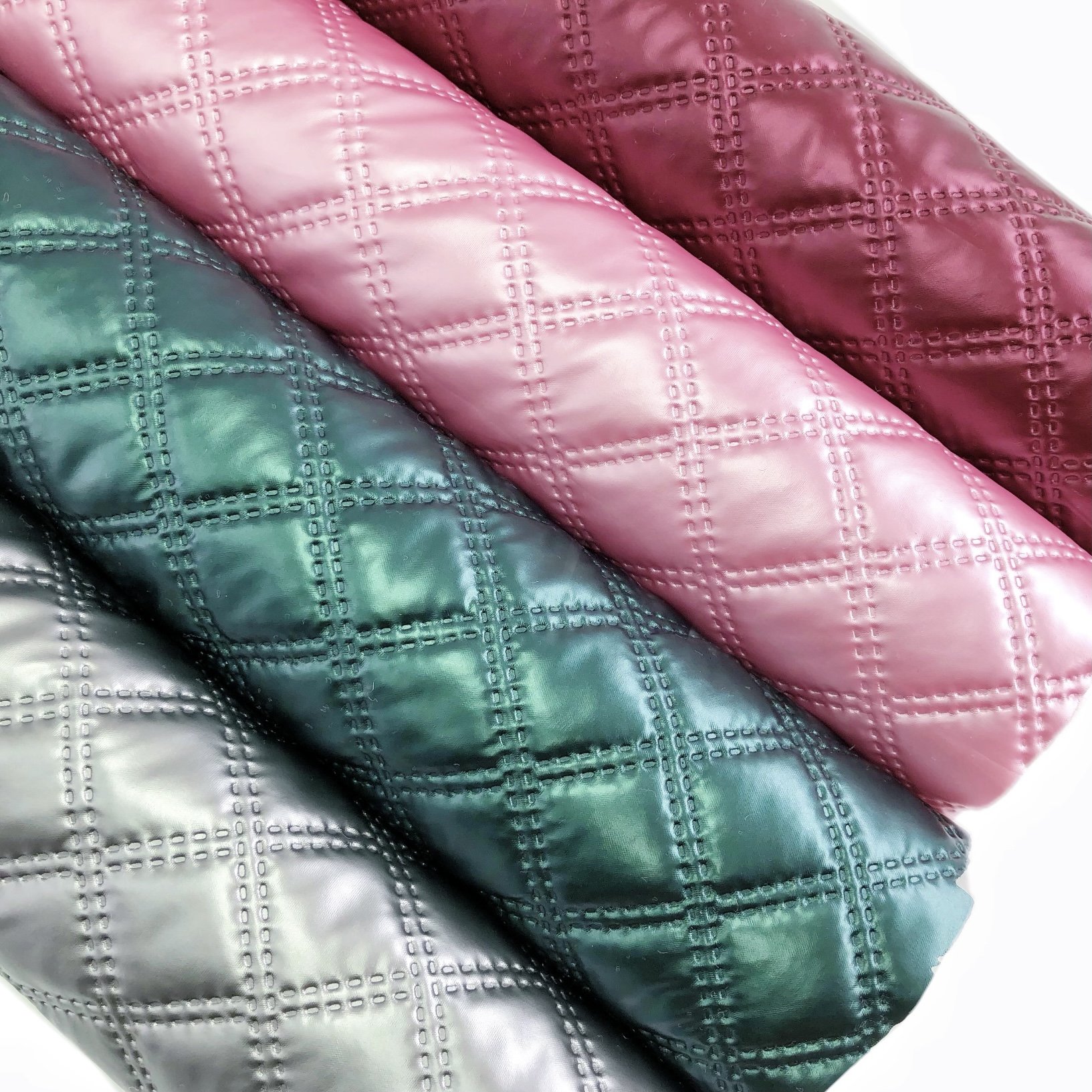 FA-862 Ultrasonic embossing waterproof embroidery 2X2 diamond 2 lines quilted fabric for costume bags shoes