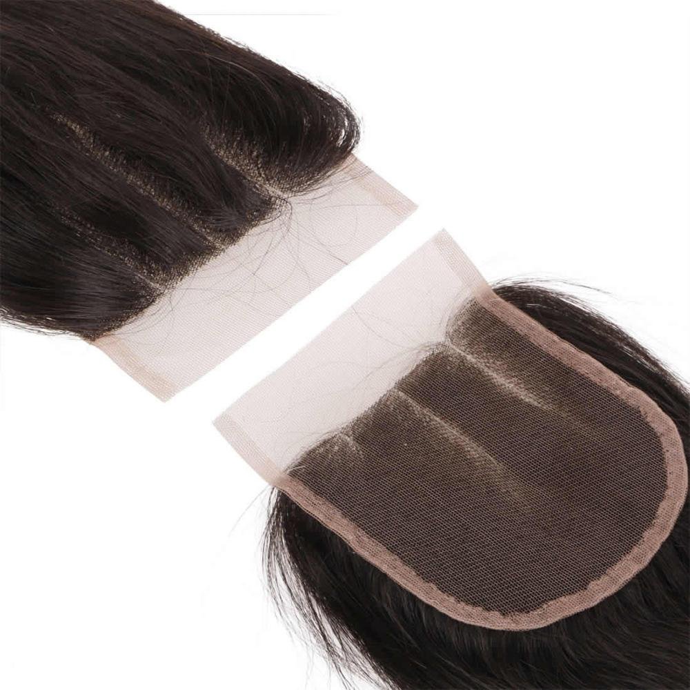4x4 three part virgin cuticle aligned hair frontal lace closure with bundles natural straight toupee human hair women