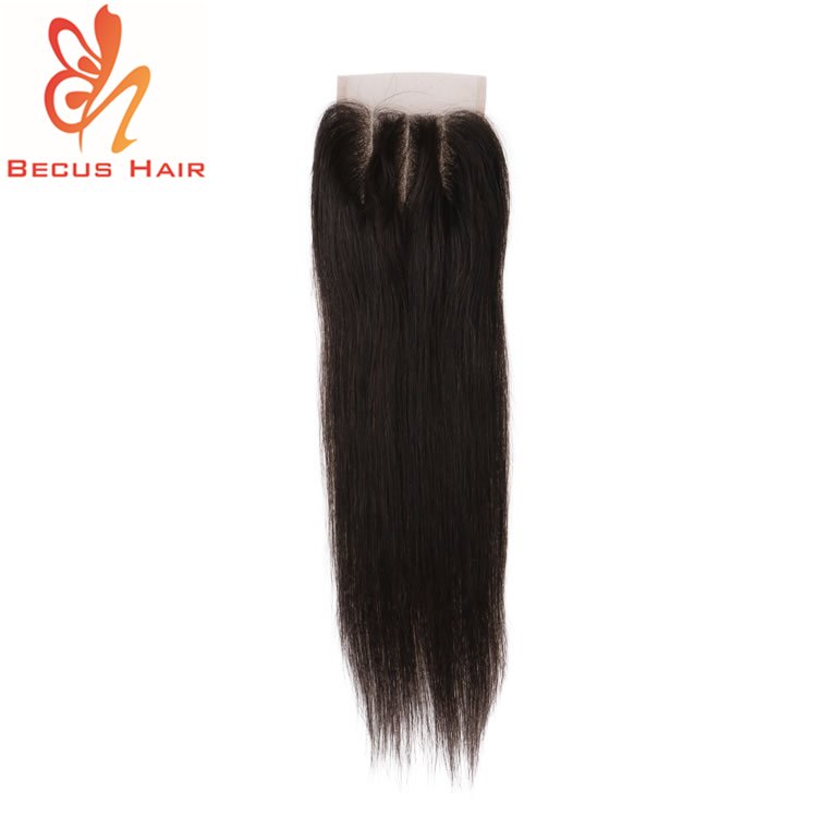 4x4 three part virgin cuticle aligned hair frontal lace closure with bundles natural straight toupee human hair women
